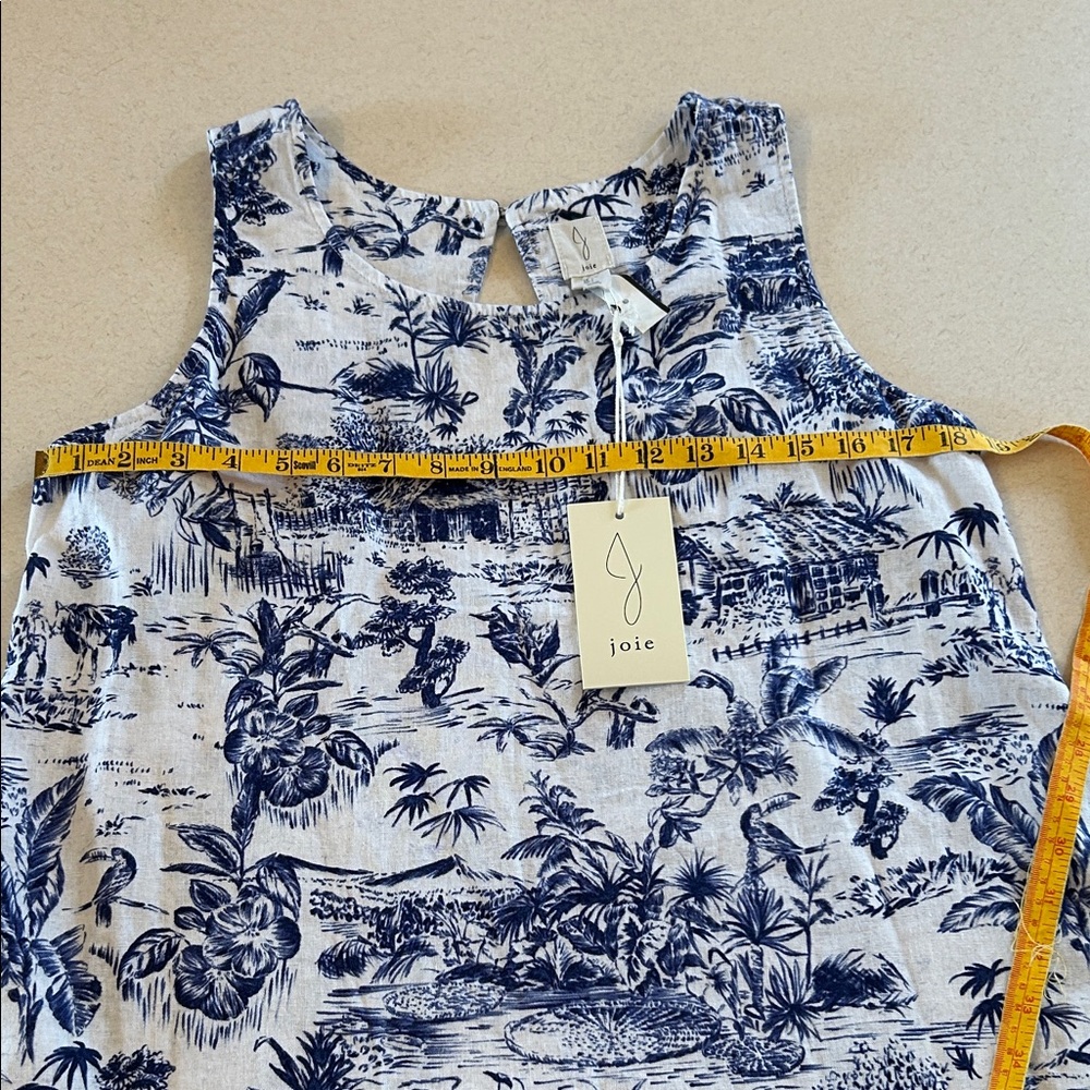 Joie Horse Toile Dress Envelope Cut Out Back Short Sleeveless Blue & White NWT - Picture 11 of 17